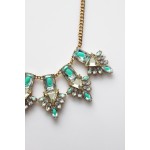 Geometric Glass Stone Floral Statement Necklace